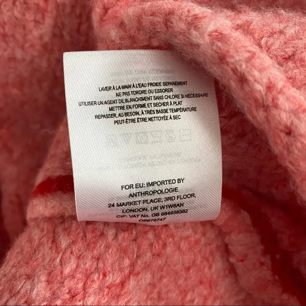Anthropologie Moth Pink Turtleneck Sweater XS Wool Blend Oversized Cozy